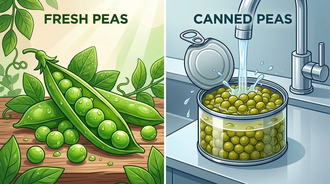 Pois frais versus pois en conserve dans l'eau